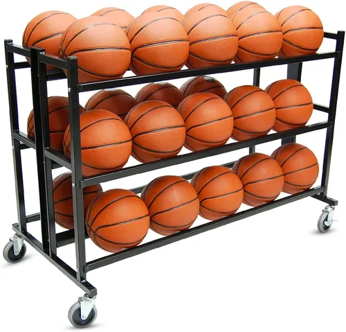 Miniatura 5 de Trigon Sports Carrito de almacenamiento de pelotas con cerradura deportiva, contenedor de almacenamiento de baloncesto para interiores y exteriores