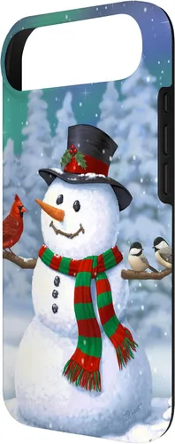 Miniatura 39 de Funda para iPhone 17 con diseño de muñeco de nieve y pájaros en invierno