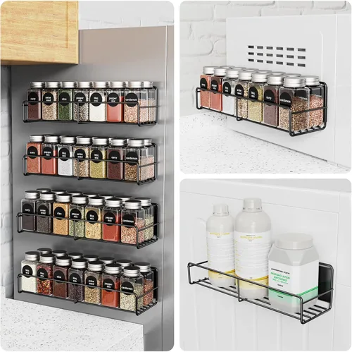 Miniatura 4 de Mystozer Paquete de 4 Estantería Magnética para Especias para Refrigerador, Organizador Magnético de Estante para Nevera para Almacenamiento