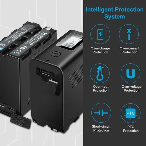 Miniatura 4 de KUNLUN Paquete de 2 baterías NP-F970 de 8800 mAh compatibles con batería Sony NP-F970 NP-F975 NP-F980 NP-F960 NP-F770 NP-F750 NP-F550 y videocámaras