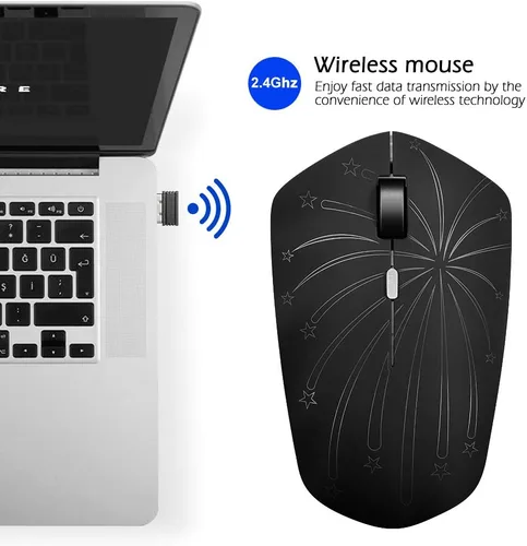 Miniatura 2 de Ratón inalámbrico recargable, retroiluminado alimentado por batería de polímero de litio, sensor óptico, receptor Nano USB, velocidad DPI de 3
