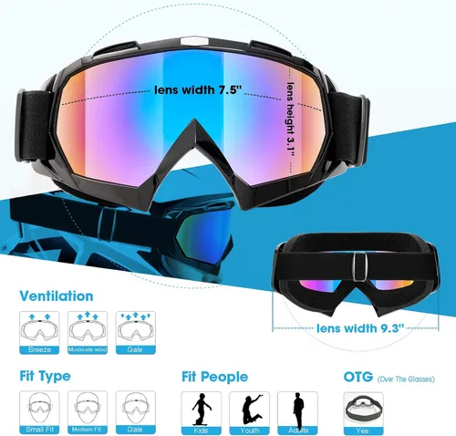 Miniatura 2 de MAMBAOUT Gafas de motocross para adultos, paquete de 2 gafas de motocicleta ATV para hombres y mujeres, gafas de visión amplia para montar fuera