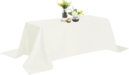 Miniatura 104 de Mantel de poliéster lavable de 90 pulgadas, resistente a las manchas y a las arrugas, mantel decorativo para mesa de comedor, fiestas de bufé y Negro