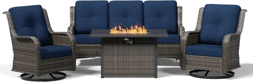 Miniatura 66 de Joyside Juego de sillas de mimbre para patio, juego de 3 piezas de mimbre para exteriores con 2 sillas reposabrazos y 1 mesa auxiliar para terraza