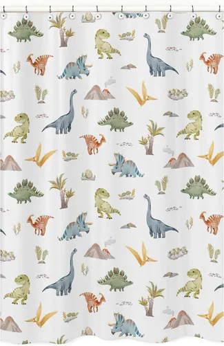 Miniatura 6 de Sweet Jojo Designs Cortina de ducha moderna azul y verde del dinosaurio de los niños de la tela del baño de los niños Dinosaurio azul y verde