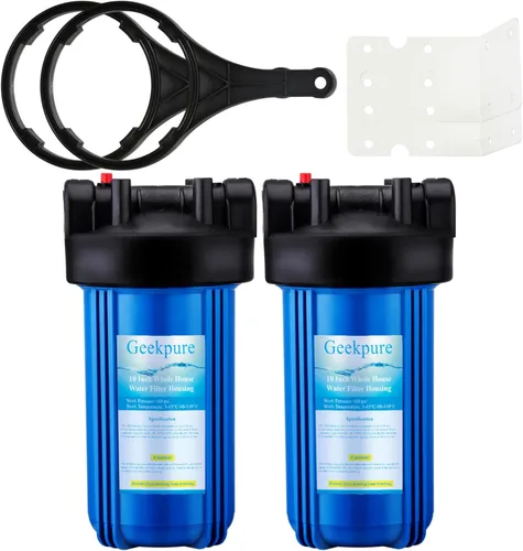 Miniatura 6 de Geekpure Carcasa de filtro de agua grande de 10 pulgadas para toda la casa, apta para filtros de 4.5 x 10 pulgadas, puerto de latón azul de 1