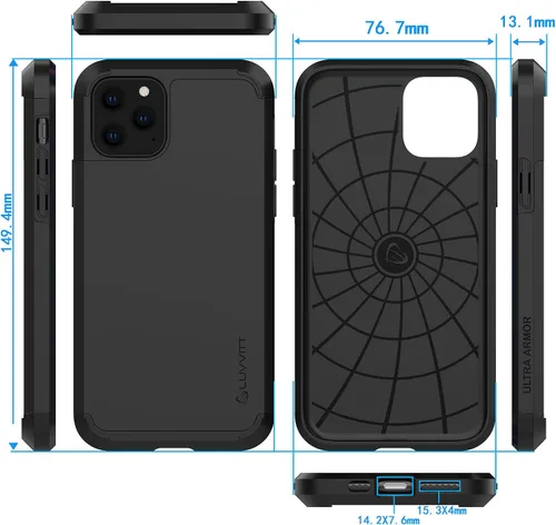 Miniatura 7 de Luvvitt Ultra Armor - Funda diseñada para iPhone 11 Pro Max 6.5 2019 con placa de metal extraíble para soporte magnético