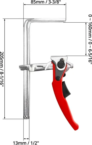 Miniatura 6 de QWORK Abrazadera de mesa de trinquete, paquete de 2 abrazaderas de barra de liberación rápida con capacidad de 6-5/16 pulgadas y profundidad