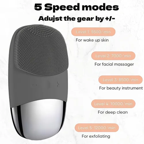 Miniatura 3 de MEGAN Cepillo de limpieza facial, limpiador facial eléctrico recargable por USB, masajeador facial sónico impermeable IPX7, cepillo facial 3 en 1