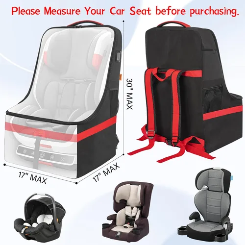 Miniatura 2 de IBVIVIC Bolsa de viaje acolchada para asiento de automóvil para avión, bolsa de asiento de automóvil resistente para puerta de viaje aéreo, bolsa