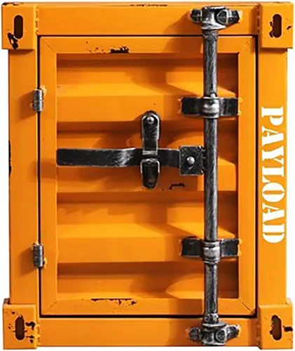 Miniatura 18 de HM&DX Mesa auxiliar industrial con almacenamiento, mesita de noche de metal retro con cerradura, armario de almacenamiento con cerradura de alta