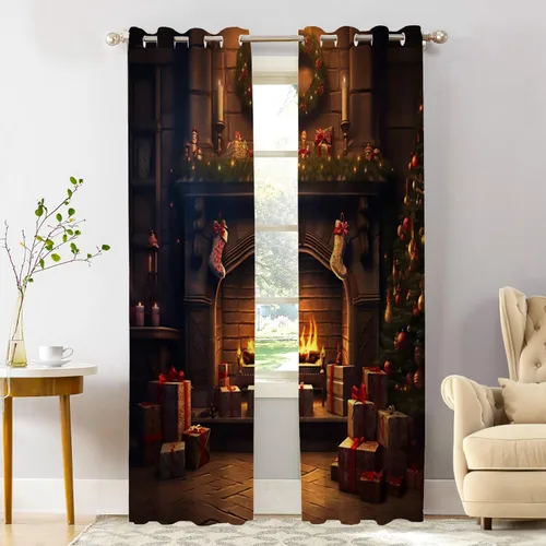 Miniatura 115 de Shrahala Cortinas de hojas de arce otoñales para ventanas de cocina, hojas rojas ardientes, fondo marrón, paneles de cortina de ventana de poliéster