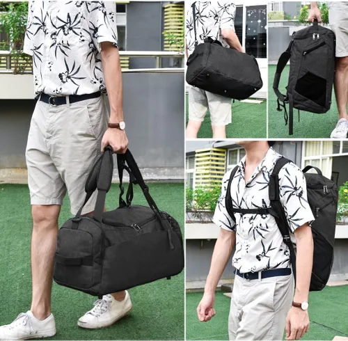 Miniatura 7 de Bolsa de lona impermeable para gimnasio, bolsa de viaje para hombres y mujeres, bolsa de lona con compartimento para zapatos, bolsa de noche 40L