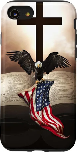 Miniatura 18 de Pretty Christian Cross Bible A Bald Eagle Grip American Flag Case for iPhone 17