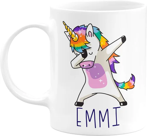 Tazas de café personalizadas, taza de café de unicornio Dabbing con nombre, 11 onzas, regalos de unicornio personalizados