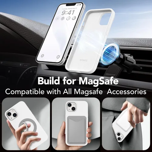 Miniatura 832 de GONEZ Funda de silicona para iPhone 15 Pro Max, compatible con Magsafe, protector de cámara + protector de pantalla, forro de microfibra suave