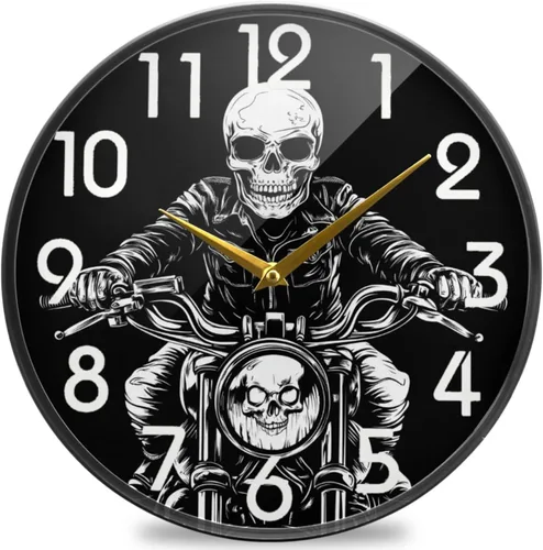 Miniatura 15 de Naanle Reloj de pared redondo con estampado de bandera de la policía estadounidense envejecida, reloj de escritorio analógico silencioso de cuarzo