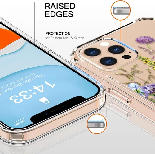 Miniatura 2 de bicol Funda para iPhone 11 Pro con Protector de Pantalla y Protector de Lente de Cámara - Diseños de Flores Florales de Moda para Mujeres y Niñas