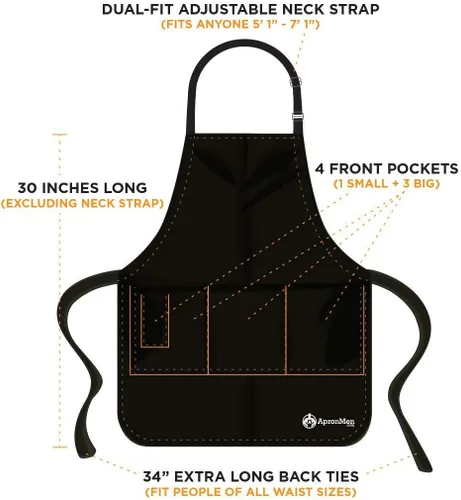 Miniatura 4 de ApronMen, Dad Bod - Delantal ajustable para barbacoa para hombre, talla única