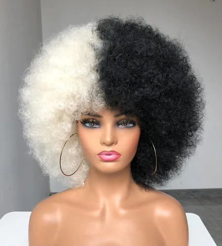 Miniatura 9 de ANNISOUL Pelucas afro para mujeres negras, peluca corta y rizada afro de los años 70, pelucas voluminosas enormes esponjosas, sintéticas de primera