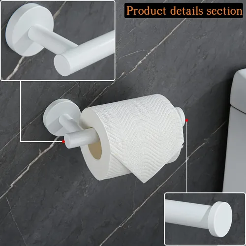 Miniatura 8 de Soporte de papel higiénico para baño, soporte para papel higiénico TP montado en la pared Blanco