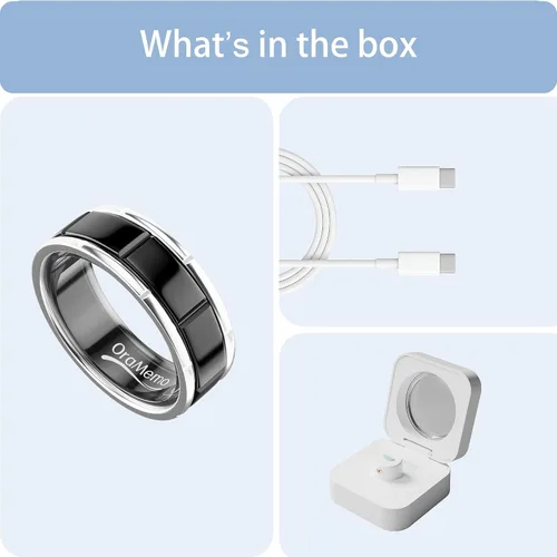 Miniatura 8 de Anillo inteligente 1.0 para hombres/mujeres, sin cuota de suscripción, 7-8 días de duración de la batería, HRV/monitoreo de estrés/pista de Negro
