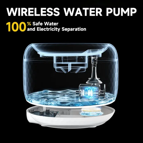 Miniatura 5 de Fuente de agua automática para gatos, fuente de agua para mascotas de 62 oz/1.8 L con bomba ultra silenciosa, fuente pequeña para gatos con dos