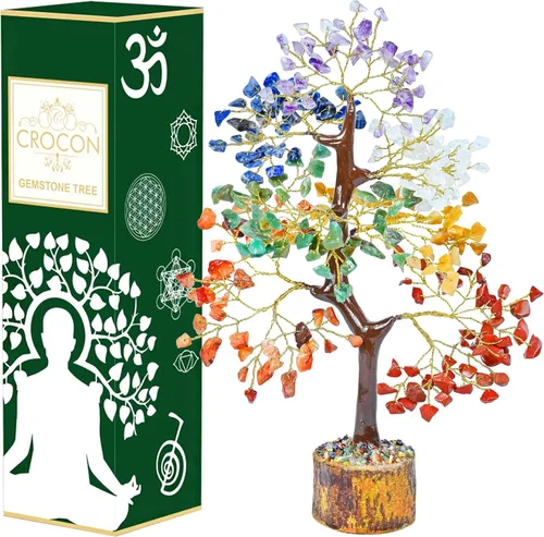 Árbol de la vida de 7 chakras - Árbol de cristal para energía positiva - Árbol de piedras preciosas - Árbol de siete chakras Sabiduría espiritual