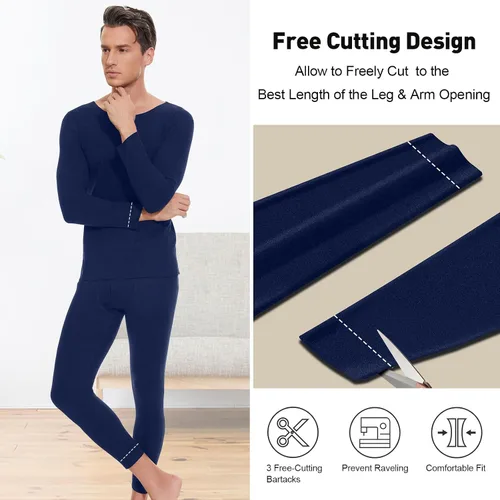 Miniatura 4 de SIMIYA Men's Thermal Underwear Set Long Sleeves Long Johns Set Base Layer Fleece Lined Tops & Bottoms