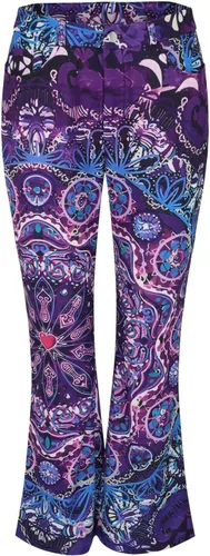 Miniatura 2 de YMAMIYO Jeans de mezclilla de imitación con estampado de flores para mujer, corte de bota, patrón de bandera desgastada, para verano, casual, micro