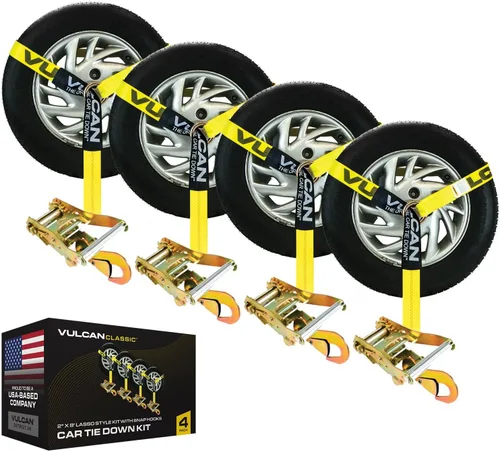 Miniatura 20 de VULCAN Amarre para automóvil con anclajes de cadena, estilo lazo, 2 pulgadas x 96 pulgadas, paquete de 4 unidades, alta visibilidad, carga
