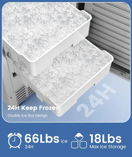 Miniatura 2 de Máquina de hielo de pepitas para debajo del mostrador, máquina de hielo comercial de pepitas, 66 libras/día, integrada o independiente