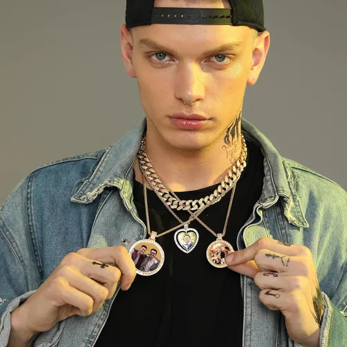 Miniatura 2 de U7 Collar con foto personalizada para hombres y mujeres, joyería de regalo personalizada de acero inoxidablechapado en oro, colgante de placa