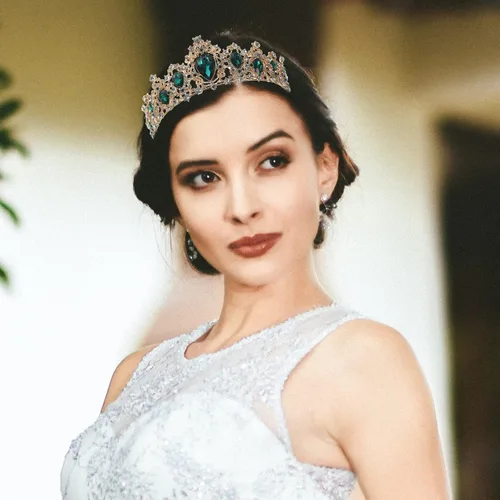 Miniatura 6 de Vaguelly Wedding Tiaras and Earrings Set, Tiara and Necklace Set, Wedding Bridal Flower Jewelry Set Baroque Tiara Crystal Crown with Comb Retro