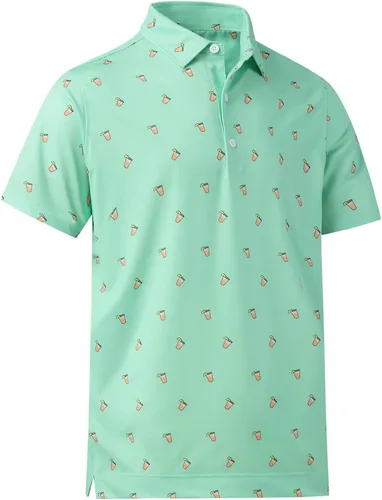 Miniatura 3 de DEOLAX Polo para hombre que absorbe la humedad ajuste seco rendimiento para hombre ajuste regular estampado de moda polo de manga corta