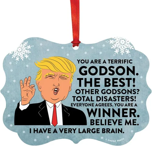 Miniatura 11 de Andaz Press Divertido presidente Donald Trump Fancy Frame Recuerdo Adorno de Navidad Regalo de mordaza, Perra fantástica, 1 paquete, ideas de regalo