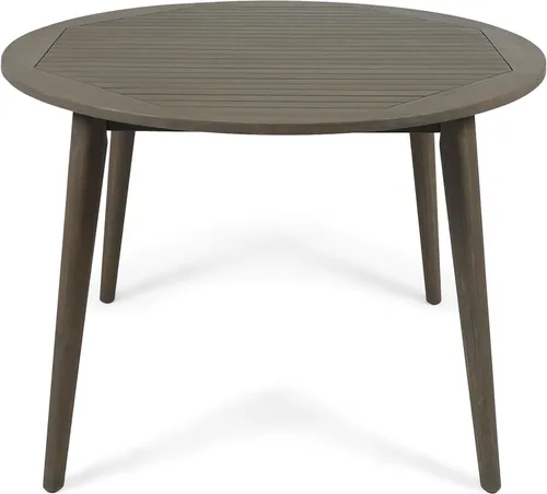 Miniatura 3 de BIGTO Round Outdoor Dining Table Acacia Wood Outdoor Coffee Table Grey 47.2" x 47.2" x 30"Garden Furniture