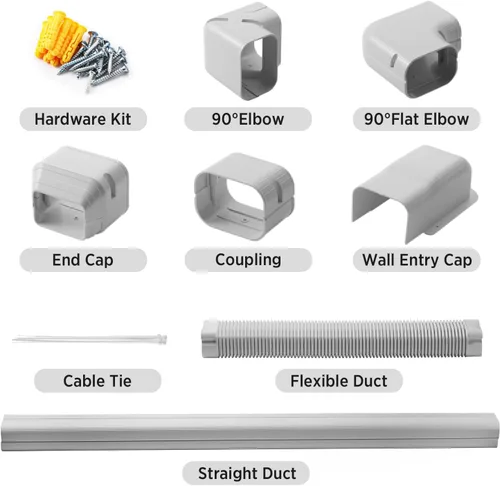 Miniatura 3 de TURBRO 4" W × 14' L Línea decorativa PVC Kit de cubierta para mini split y aire acondicionado central, sistemas de bombas de calor de CA