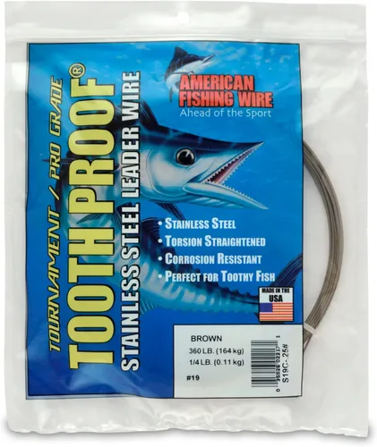Miniatura 99 de AFW Alambre Líder Duro de Una Hebra de Acero Inoxidable a Prueba de Dientes - Brillante y Camuflaje para Tiburón, Barracuda, Caballa Real, Wahoo