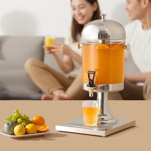 Miniatura 8 de VEVOR Dispensador de bebidas, dispensador de bebidas de 2.1 galones para fiestas, dispensadores de jugo de acero inoxidable + plástico con bandeja