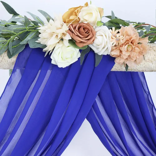 Miniatura 6 de FANPROMS Cortinas azules para arco de boda, cortinas de tela de gasa de 20 pies, 1 panel, arcos de boda para ceremonia, cortinas de telón de fondo