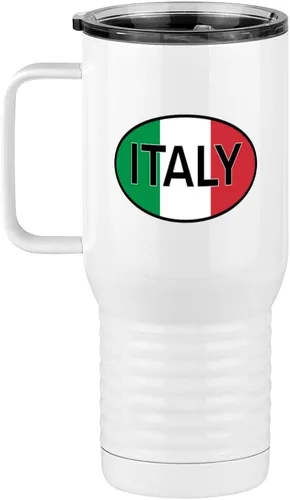 Miniatura 4 de Just So Posh Vaso de bandera de país, diferentes banderas ovaladas europeas en cada lado, taza de café de viaje con asa y tapa deslizante
