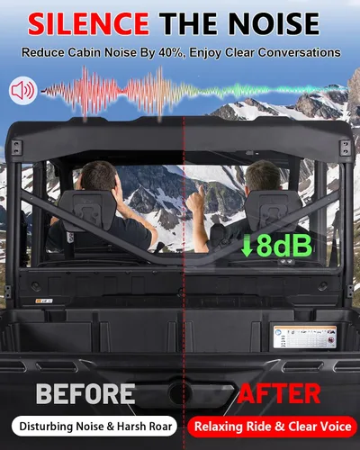 Miniatura 4 de StarknightMT Parabrisas trasero compatible con Can-Am Defender 2016-2026, ventana trasera de policarbonato resistente a prueba de rayos UV para HD5
