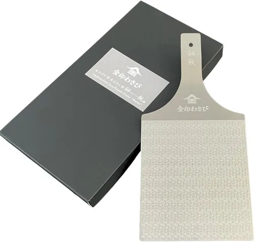 Miniatura 9 de Rallador de Wasabi de acero inoxidable sostenible – Hagane Zame – Rejilla Wasabi, ajo, jengibre, manzanas, frutas, verduras, textura
