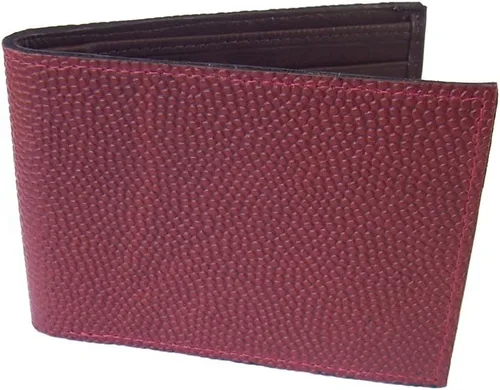 Cartera deportiva de cuero genuino de fútbol para hombre, Rojo -, Billetera plegable