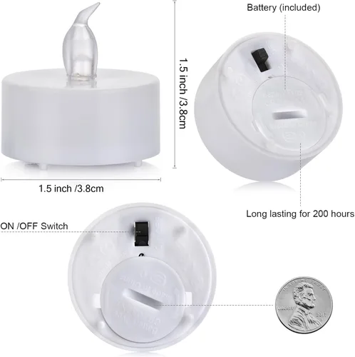 Miniatura 7 de Velas LED sin llama de luz de té: paquete de 12 con control remoto, duración de más de 400 horas, velas LED operadas por batería para decoración