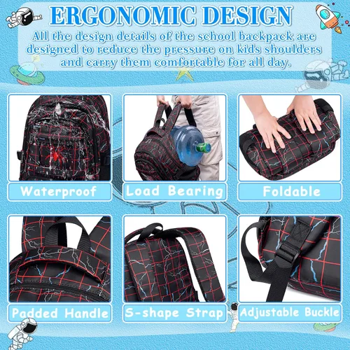 Miniatura 7 de FunnyGifts Mochilas escolares para niños para escuela primaria jardín de infantes preescolar mochila para niños 4 5 6 7 8 9 10 11 12