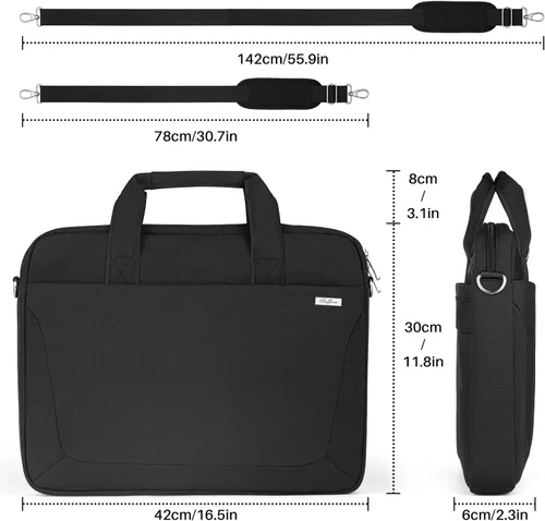 Miniatura 7 de BAFFINA Bolsa de hombro para laptop de 15.6, 16, 17.3 pulgadas, para hombres y mujeres, funda de transporte impermeable para computadora, bolsa