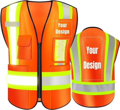 Miniatura 9 de Chaleco de seguridad de alta visibilidad con bolsillos de gran tamaño, personaliza tu logotipo Hi Vis, chaleco de seguridad reflectante Negro