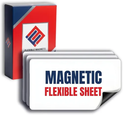 Hoja magnética flexible con esquinas redondeadas, color blanco, súper fuerte e ideal para manualidades, imprimible por inyección de tinta comercial,